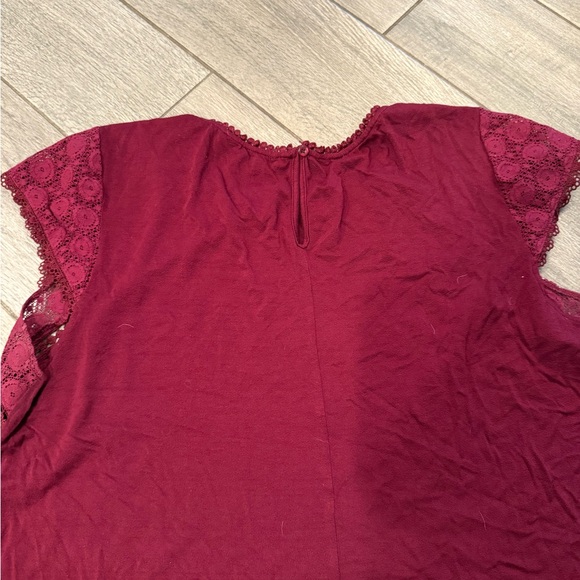 Hannah Burgundy Lace Sleeve Blouse - Picture 2 of 3